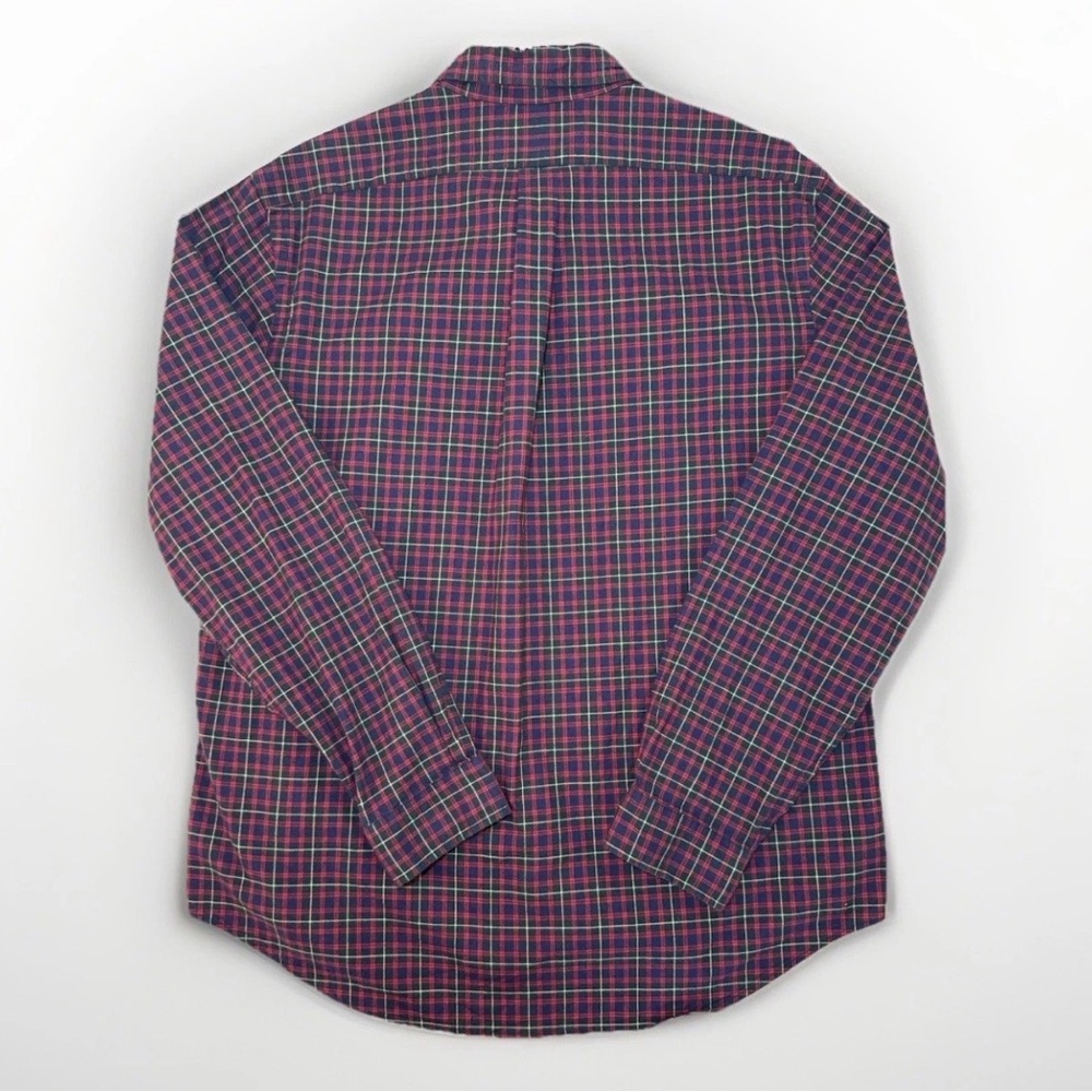 Ralph Lauren Maroon Navy Plaid Button Down Shirt XL Black Pony Polo - Picture 3 of 10